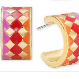 INC gold tone small pink hoop earrings - NWT